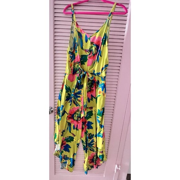 Ivy Street Sz XL Wide Leg Jumpsuit Spaghetti Strap BOLD Floral Summer Comfy CUTE - Picture 11 of 12